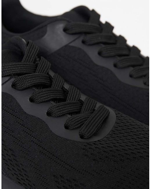 Threadbare Black Slip On Textured Trainers for men
