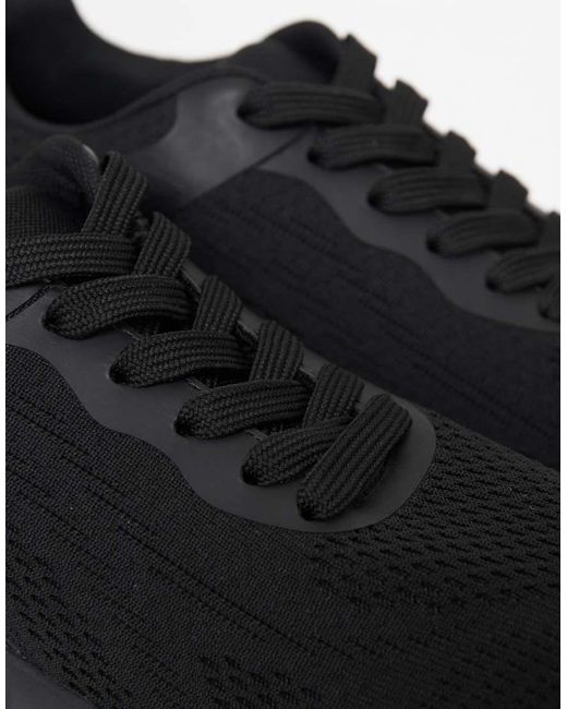 Threadbare Black Slip On Textured Trainers for men