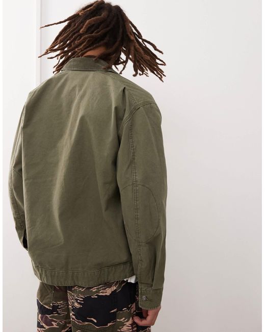Timberland Green Strafford Washed Canvas Zip Jacket for men