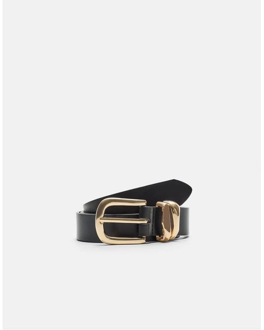 Stradivarius Black Basic Double Ring Belt