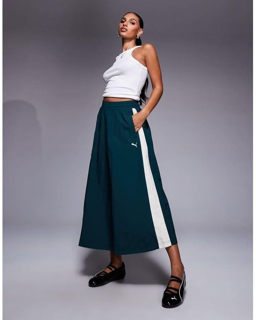 PUMA Blue T7 Woven Midi Skirt