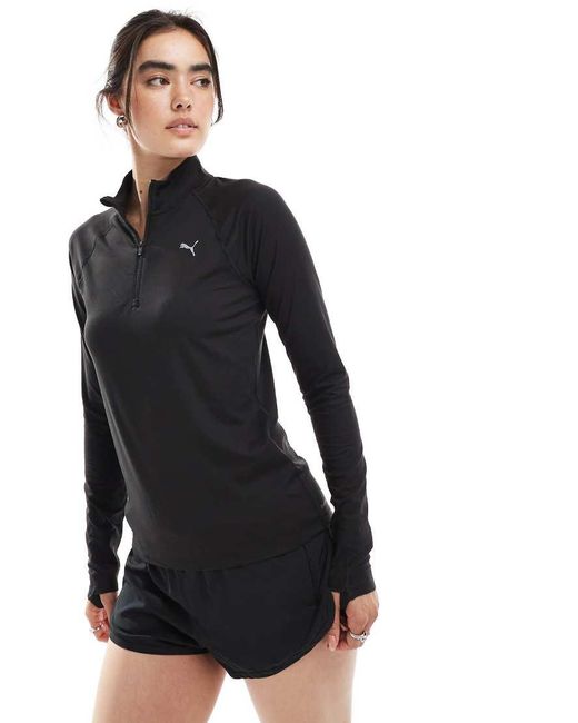 Top Con Cremallera Corta Run Velocity Cloudspun De PUMA de color Black