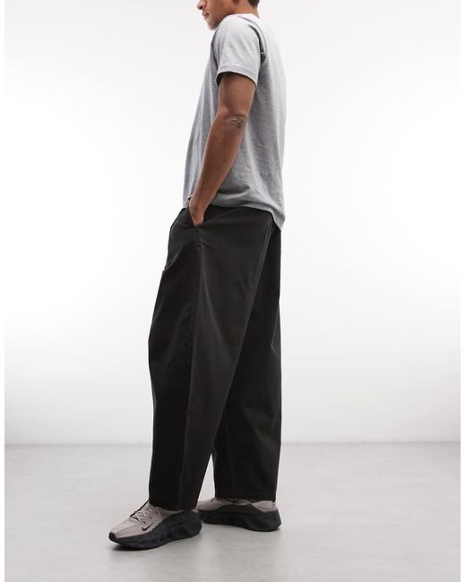 Weekday Black Pull On Barrel Leg Trousers for men