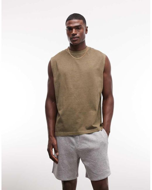 ASOS Brown Heavyweight Oversized Tank for men