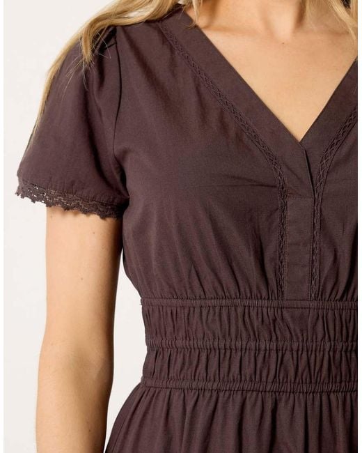 Long Tall Sally Brown Lace Trim Tiered Maxi Dress