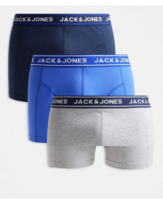Jack & Jones Blue 3 Pack Trunks for men