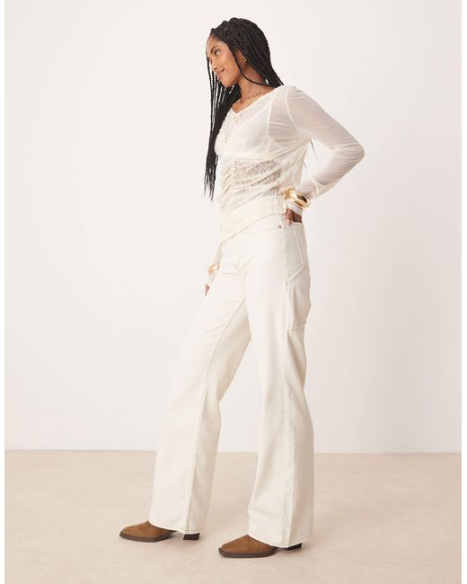 Free People Natural Tinsley baggy High Rise Straight Leg