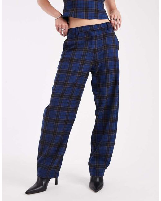 ASOS Blue Tailored Barrel Leg Pants