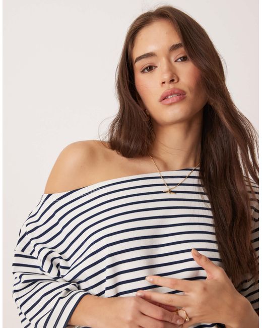 ASOS White Co-ord Interlock Off Shouder T-shirt