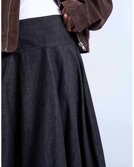 Falda Vaquera Larga Negra De Pernera Barrel Con Costuras De TOPSHOP de color White