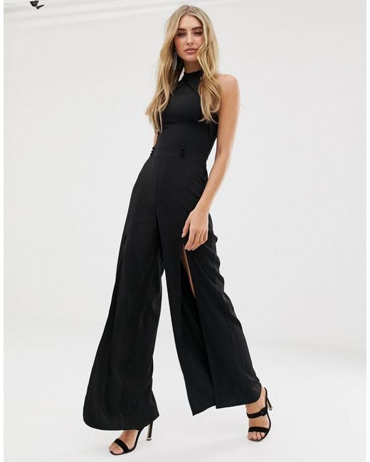 lipsy ruffle halterneck jumpsuit