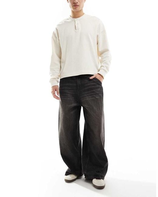 Pull&Bear Black Mega baggy Jeans for men