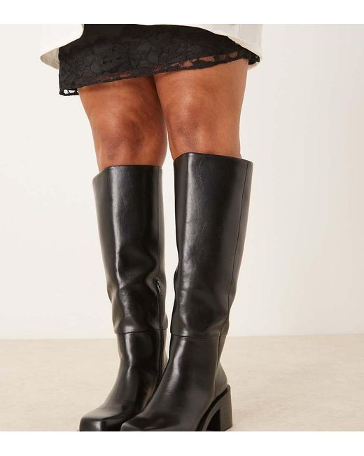 Botas Por La Rodilla Negras De Tacón Grueso Campbell De Curve ASOS de color Black