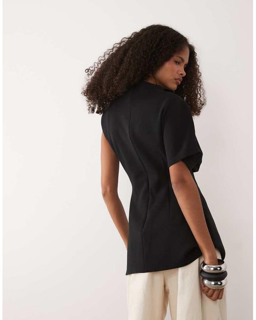 Y.A.S Black Asymetric Premium Jersey Structured Top