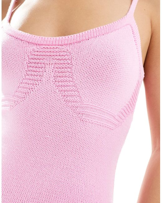 Missy Empire Pink Knitted Cami Unitard Playsuit