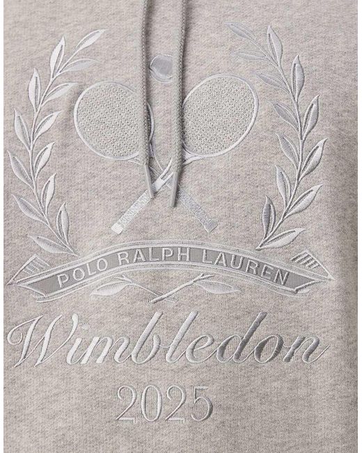 Sudadera Gris Jaspeado Con Capucha Y Logo Delantero De La Colección Cápsula Wimbledon De Polo Ralph Lauren de hombre de color Gray
