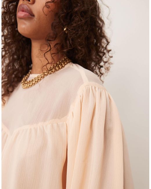 ASOS Black Bubble Hem Top With Sheer Yoke Detail
