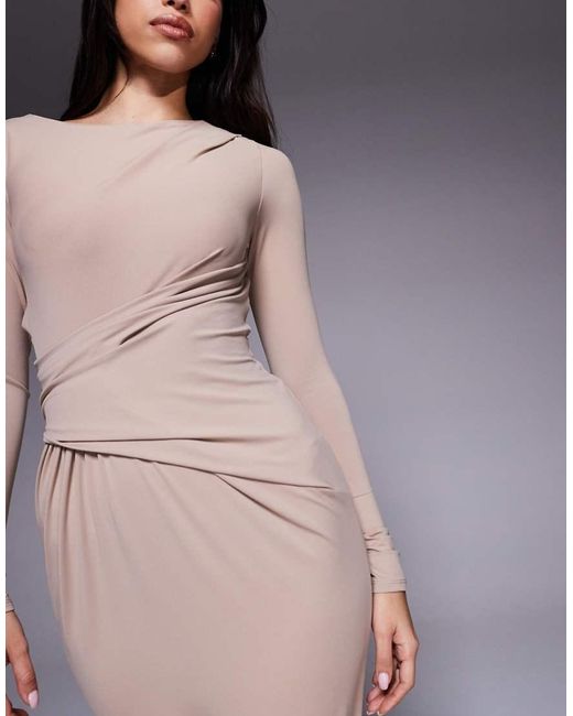 ASOS Purple Long Sleeve Drape Maxi Dress