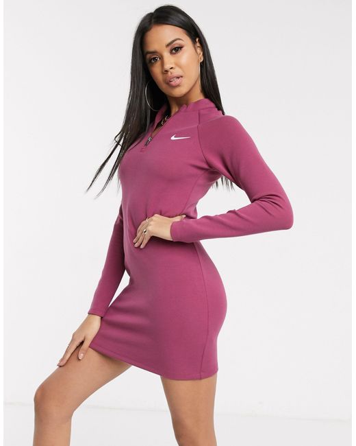 Nike Long Sleeve Mauve Mini Dress-black in Pink | Lyst Canada