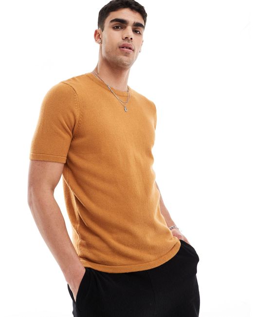 ASOS Multicolor Midweight Knitted Cotton T-shirt for men