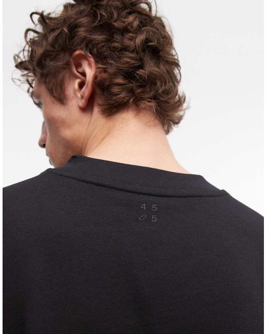 4505 Black Heavyweight Cotton Boxy Oversized Drop Shoulder V-neck T-shirt With Quick Dry Finish for men