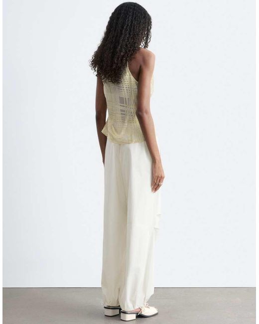 & Other Stories White Drawstring Balloon Shape Cotton Pants