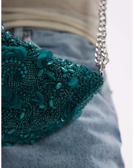 TOPSHOP Blue Sian Sequin Embellished Shoulder Bag