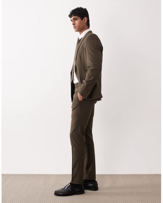 ASOS Natural Skinny Trousers With Washable Wool for men