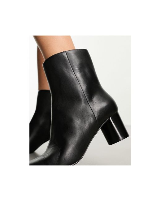 & Other Stories Black Soft Round Heeled Ankle Boots