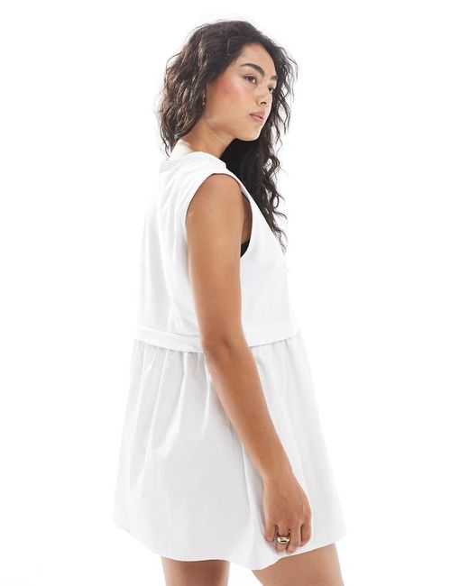 Miss Selfridge White Cotton Poplin Smock Dress