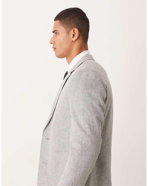 ASOS Gray Linen-blend Slim Blazer for men