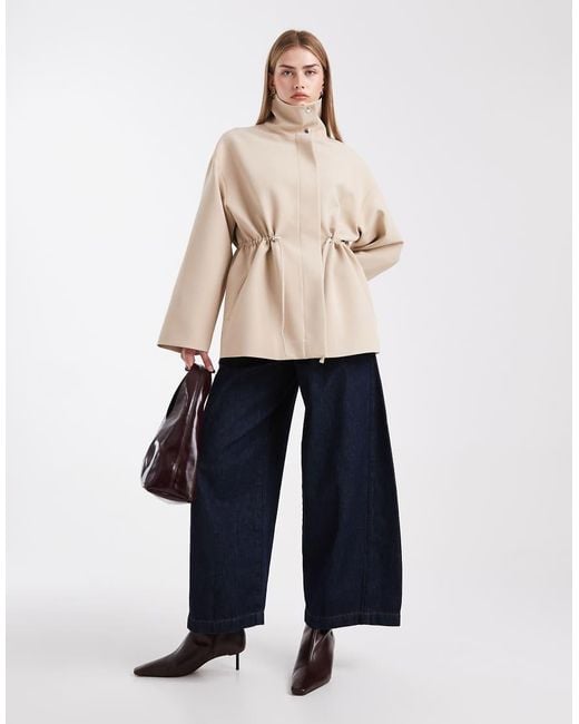 ASOS Blue Funnel Neck Drawstring Waist Blazer