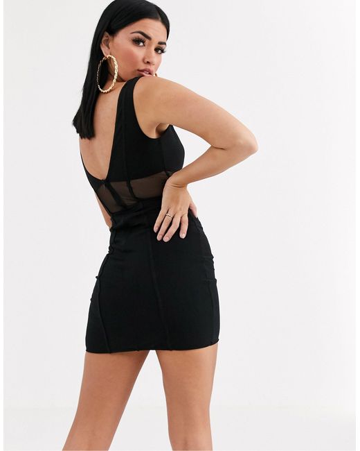 mesh panel bodycon dress