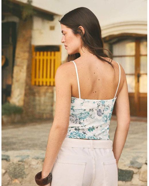 Bershka Blue Corset-Style Strappy Top