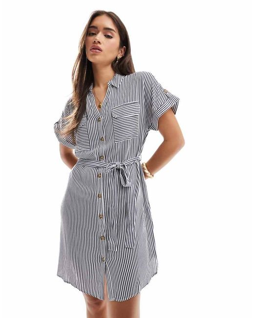 Vero Moda Gray Mini Shirt Dress With Pockets