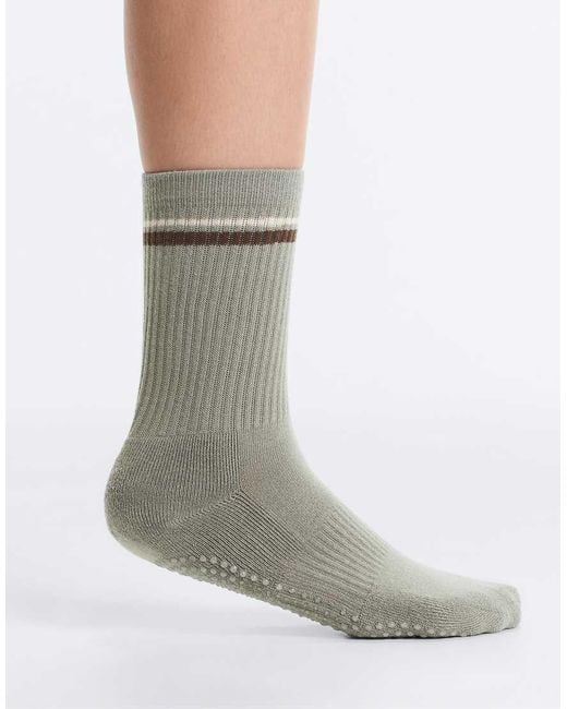 Oysho White 2 Pairs Of Classic Cotton Blend Yoga And Pilates Socks