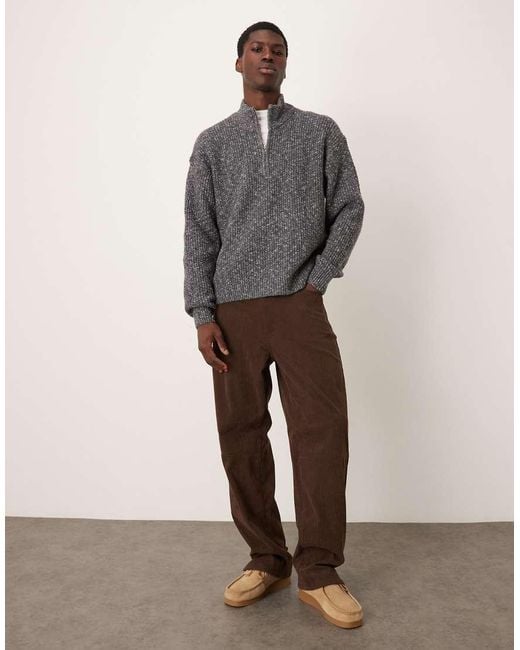 Abercrombie & Fitch Gray Knitted Quarter-zip Cosy Jumper for men