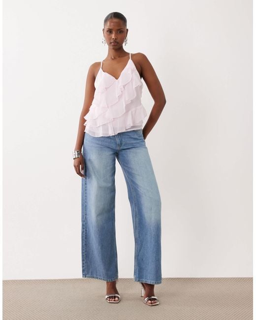 Vila White Ruffle Cami Top