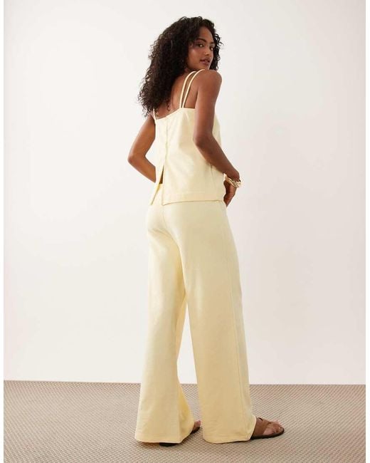 ASOS Natural Wide Leg Drawstring Trouser Co-Ord