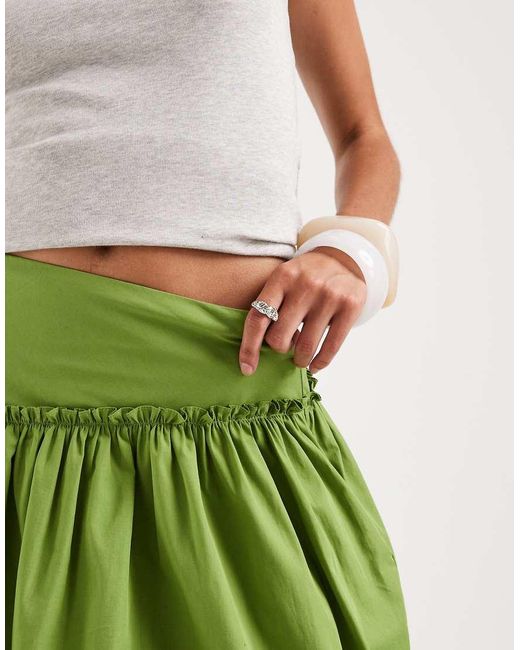 ASOS Green Asymmetric Dropped Waist Maxi Skirt