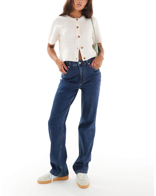 Miss Selfridge Blue Heart Pocket Straight Leg Jean