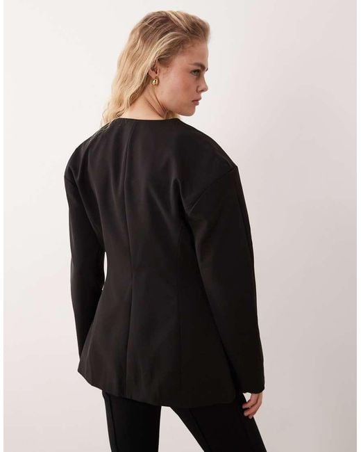 Miss Selfridge Black Collarless Cinch Blazer