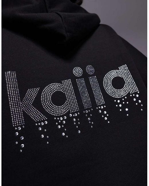 Kaiia Gray Exclusive Cotton Rich Diamante Logo Oversized Hoodie Co-ord