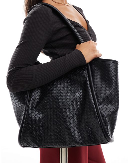 ASOS Black Weave Tubular Tote Bag