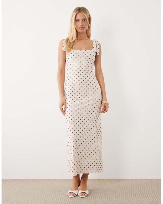 Miss Selfridge Natural Tie Shoulder Maxi Dress
