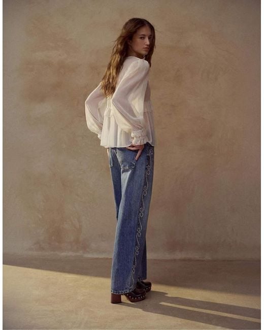 Pull&Bear Natural Ruffled Blouse
