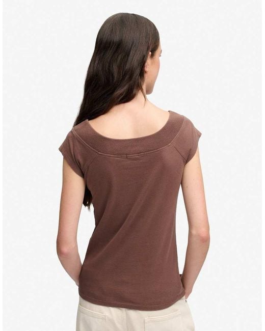 Superdry Brown Athletic Essentials Off Shoulder Top