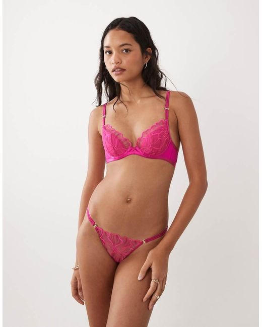 Ann Summers Red Floral Fling Padded Plunge Bra