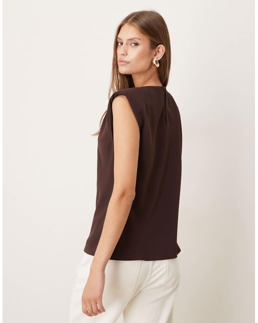 Mango Brown Sleeveless Blouse