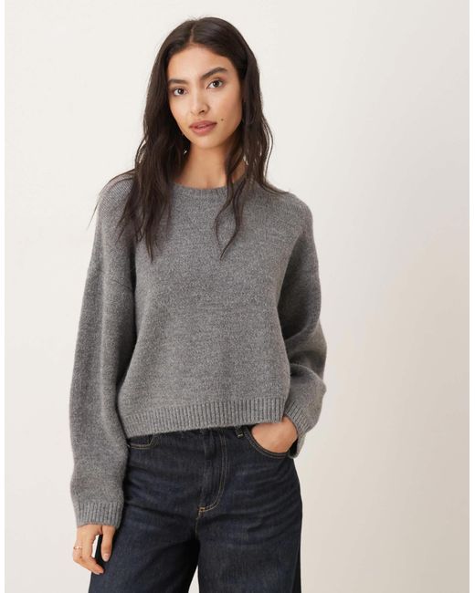 Pull col rond - gris Mango en coloris Gray